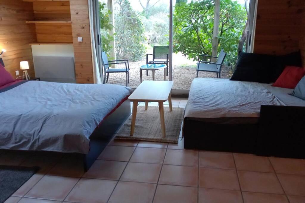 Studio 32m2 - dans propriété avec vue imprenable sur le Lac du Salagou Liausson Esterno foto